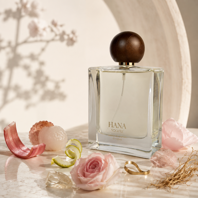 Hana Extrait de Parfum Dubai – lychee damascena rose vanilla – luxury floral perfume UAE – YOGURE
