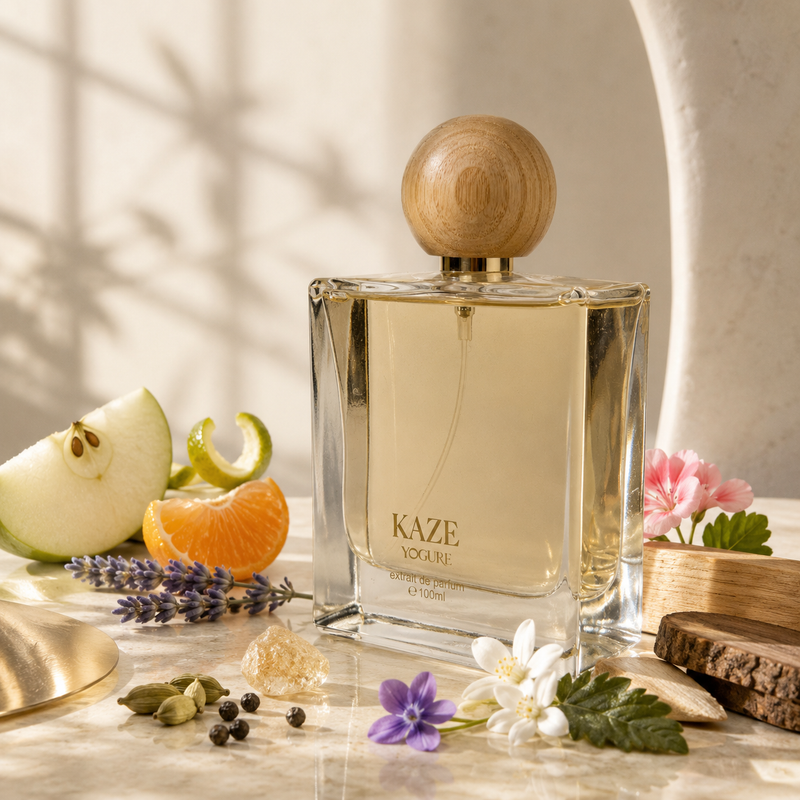 Kaze Extrait de Parfum – apple cardamom guaiac wood – luxury fresh perfume UAE – YOGURE
