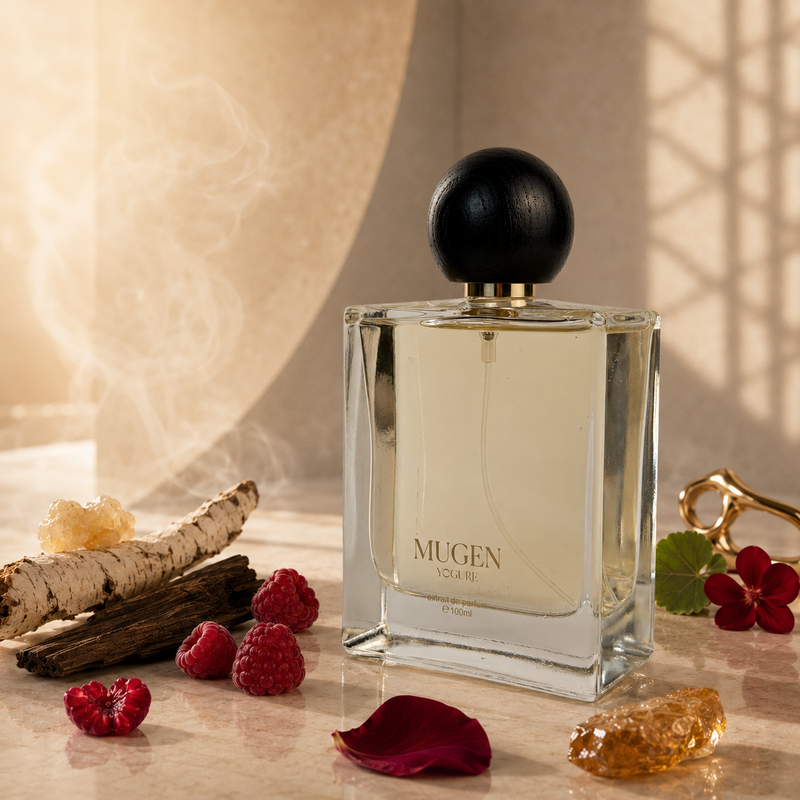 Mugen Extrait de Parfum – raspberry frankincense amberwood – luxury oud perfume UAE – YOGURE

