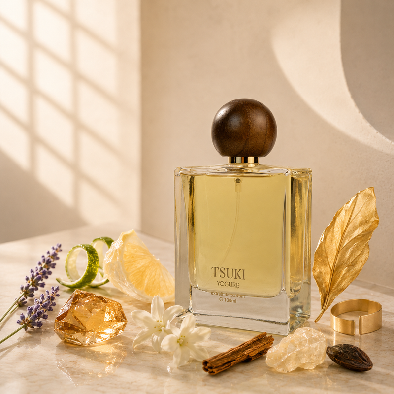 Tsuki Extrait de Parfum Dubai – bergamot jasmine sandalwood – luxury floral perfume UAE – YOGURE
