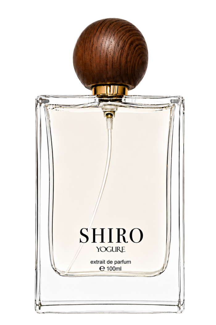 Shiro Pure Extrait de Parfum by YOGURE in a luxury glass perfume bottle